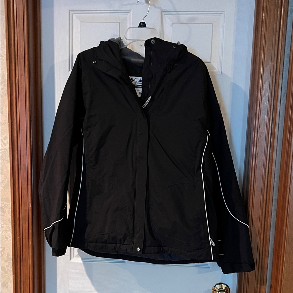 Columbia Waterproof Black Jacket with White Trim